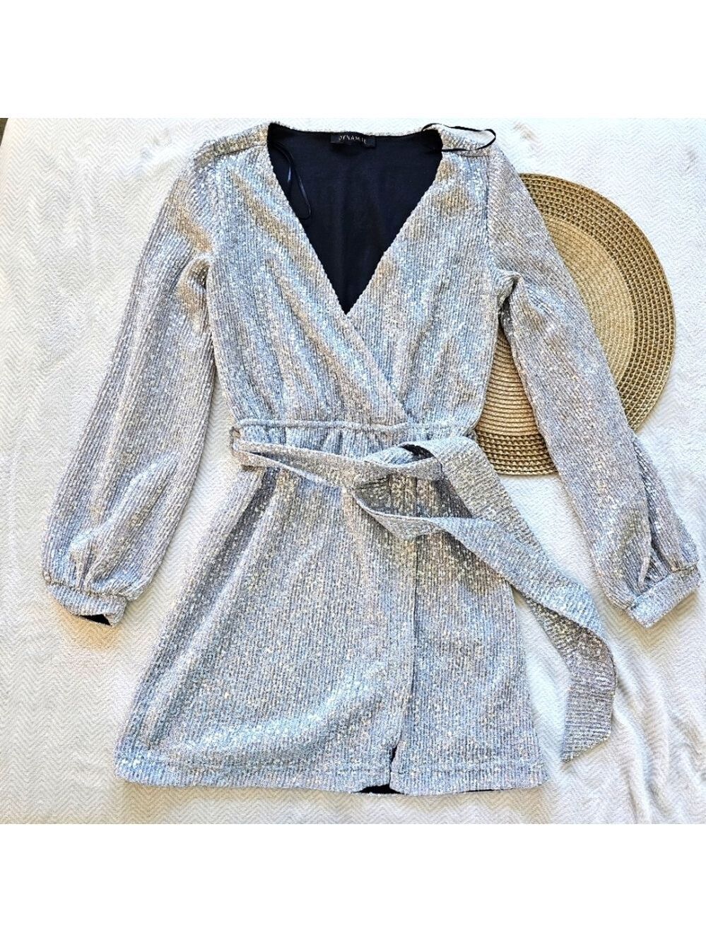 Dynamite Silver Wrap Dress